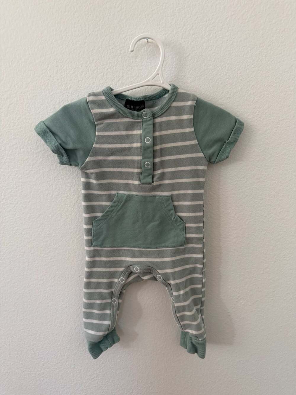 Little Bipsy Collection Striped Short Sleeve Henley Romper